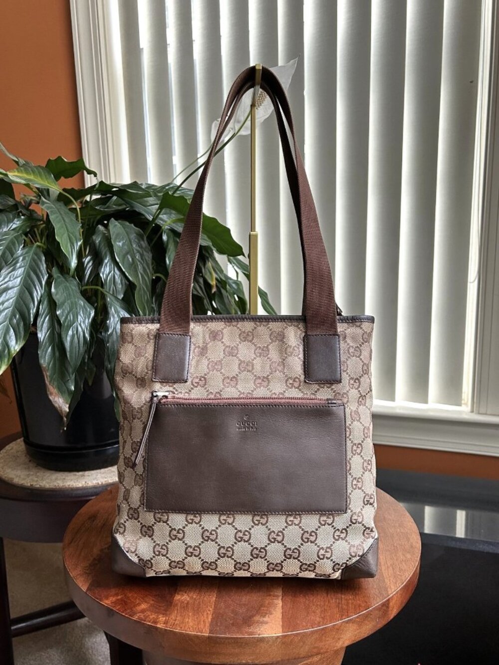GUCCI GG Supreme Tote Bag, Brown